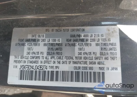 2018 Mazda Cx-5 Touring z USA, uszkodzony, nr VIN JM3KFBCM4J0435274